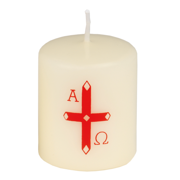 Osternachtskerze mit Kreuz und A/O bedruckt