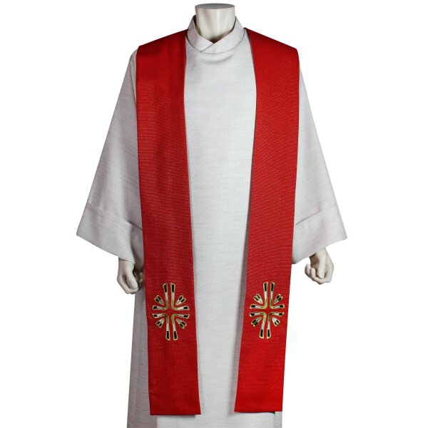 Priesterstola - maschinengestickt, modernes Kreuz
