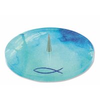 Glasleuchter blau marmoriet mit Fisch