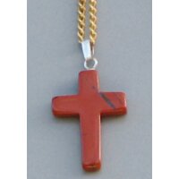 Kettenanh&auml;nger - Kreuz aus Jaspis rot-braun
