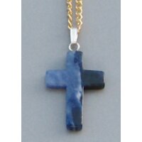 Kettenanh&auml;nger - Kreuz aus Sodalith blau