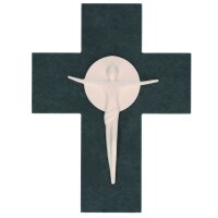 Kreuz aus Schiefer mit Porzellan-Corpus