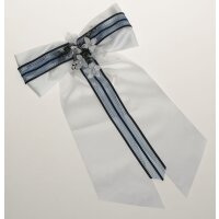 Kerzenschleife, Taft wei&szlig; mit blauem Band