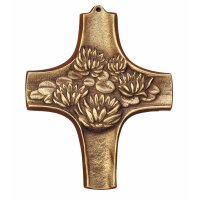 Bronzewandkreuz mit  Motiv Seerose