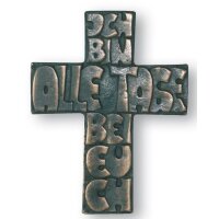 Bronzewandkreuz mit Text