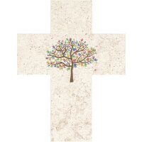 Natursteinkreuz mit Lebensbaum