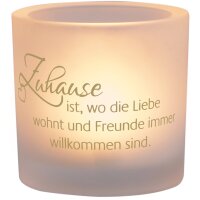 Glaswindlicht aus Mattglas mit Golddruck  - Zuhause