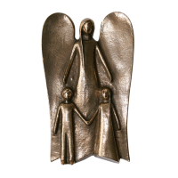 Schutzengel mit zwei Kindern aus Bronze gegossen