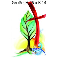 Wachsbild Kreuz und Baum