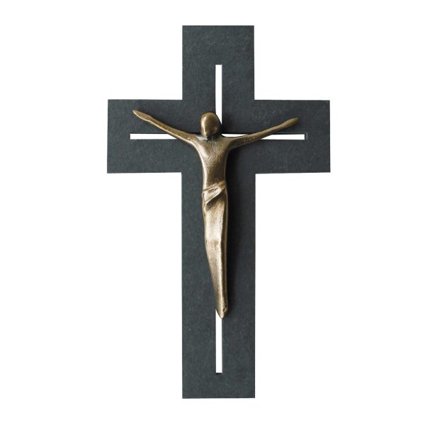 Schiefekreuz - mit Bronzekorpus