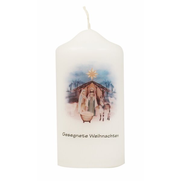 Weihnachtskerze -  Krippe - Gesegnete Weihnachten 100 x 50 mm