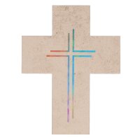 Natursteinkreuz - mit farbigem Kreuz