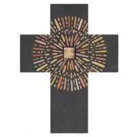 Schieferkreuz farbig bedruckt mit Mosaikstein