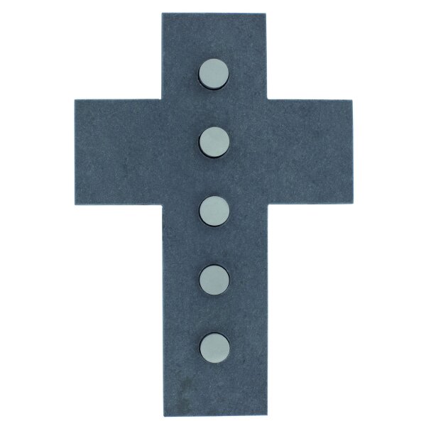 Schieferkreuz mit Edelstahlinlays