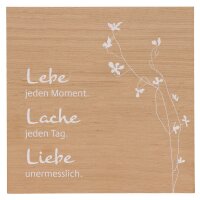 Holztafel aus Eiche - Lebe, Lache, Liebe.