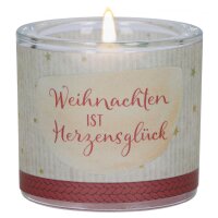 Glaswindlicht -  Weihnachten ist Herzensgl&uuml;ck