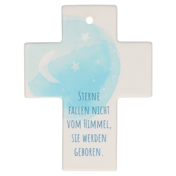 Kinderkreuz aus Porzellan- Sterne